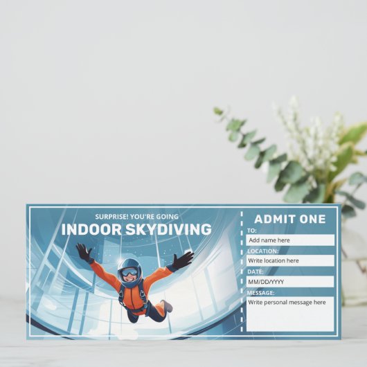 Geschenkgutschein für Skydiving-Indoor, Ticket für Einladung (Stehend Vorderseite)