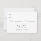 Geschenkgutschein für smaragdgrüne Blume (Rückseite)