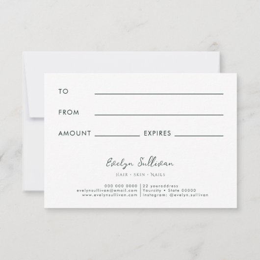 Geschenkgutschein für smaragdgrüne Blume (Rückseite)