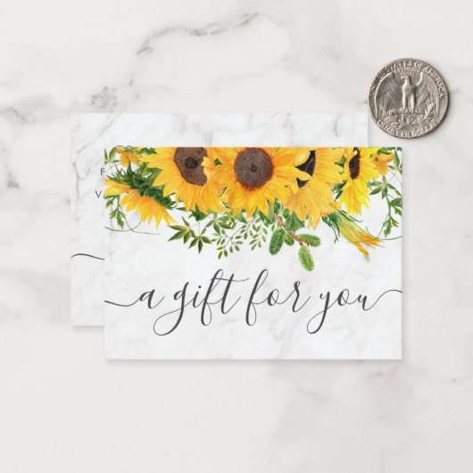 Geschenkgutschein für Sonnenblumen Mitteilungskarte (Vorderseite/Rückseite Beispiel)