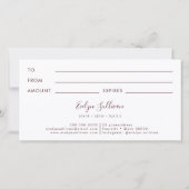 Geschenkgutschein für staubige Rose (Rückseite)