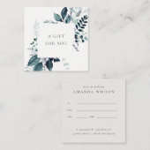 Geschenkgutschein für tropische Blätter aus Blaubl Quadratische Visitenkarte (Vorne/Hinten)