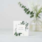 Geschenkgutschein für tropische Blätter mit grüner Quadratische Visitenkarte (Stehend Vorderseite)