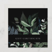 Geschenkgutschein für tropische Blätter mit schwar Einladung (Vorne/Hinten)