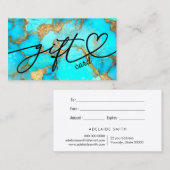 Geschenkgutschein für Türkis Visitenkarte (Vorne/Hinten)