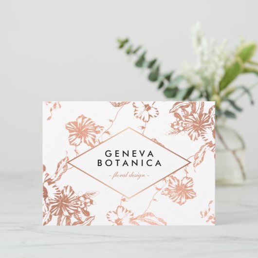 Geschenkgutschein für Vintage Rose Gold Blumenmust (Stehend Vorderseite)