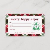 Geschenkgutschein für Weihnachtsfeiertage Visitenkarte (Rückseite)