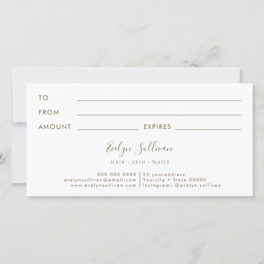 Geschenkgutschein für Weißgrau (Rückseite)