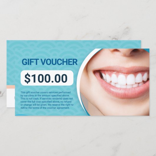 Geschenkgutschein für zahnärztliche Klinik (Vorne/Hinten)