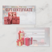 Geschenkgutschein/ Geschenkgutschein Visitenkarte (Vorne/Hinten)