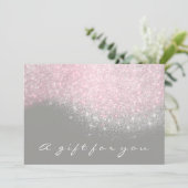 Geschenkgutschein Glitzer Silver Gray Pastellrosa (Stehend Vorderseite)