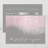 Geschenkgutschein Glitzer Silver Gray Pastellrosa (Vorne/Hinten)
