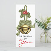 Geschenkgutschein Gold Bell Green Ribbon (Stehend Vorderseite)