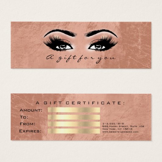 Geschenkgutschein Gold Kupfer Lashes Makeust Artis (Vorne & Hinten)