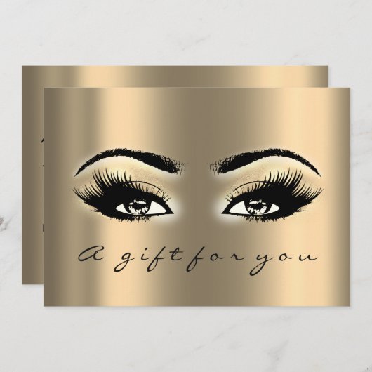 Geschenkgutschein Gold Lashes Schönheitsmittel Einladung (Vorne/Hinten)