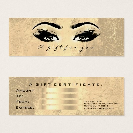 Geschenkgutschein Gold Leder Lashes Makeuty Beauty (Vorne & Hinten)