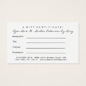 Geschenkgutschein Gold Weißer Lash Erweiterungs Ma (Rückseite)