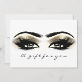 Geschenkgutschein Gold Weißer Lash Erweiterungs Ma Einladung (Vorderseite)