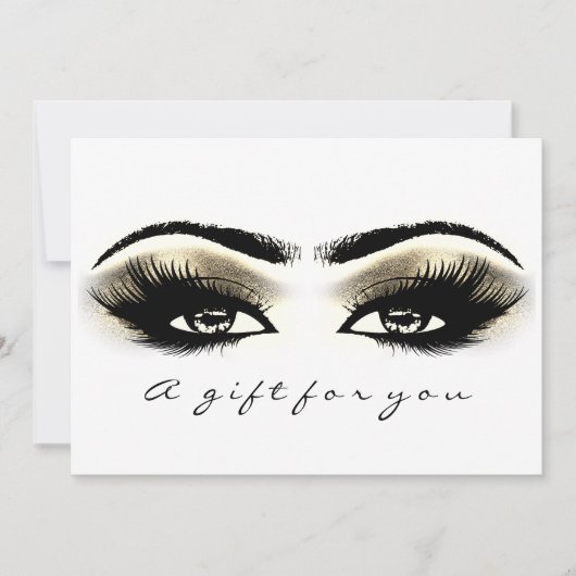 Geschenkgutschein Gold Weißer Lash Erweiterungs Ma Einladung (Vorderseite)