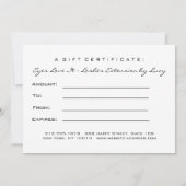 Geschenkgutschein Gold Weißer Lash Erweiterungs Ma Einladung (Rückseite)