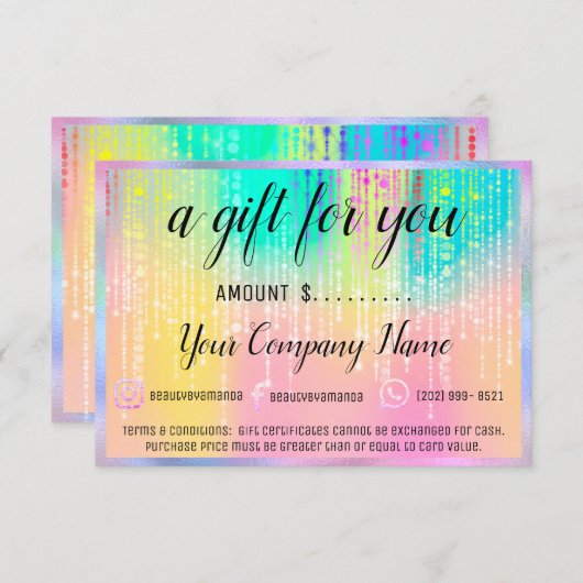 Geschenkgutschein Holografischer Einhornschlag (Vorne/Hinten)