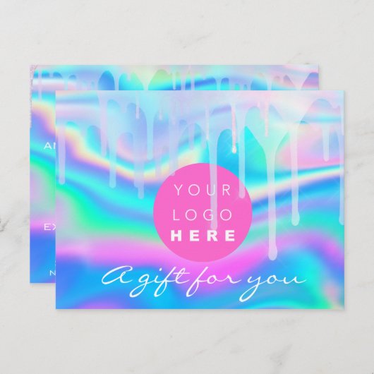 Geschenkgutschein-Holograph Unicorn-Regenbogen-Log Postkarte (Vorne/Hinten)