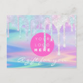 Geschenkgutschein-Holograph Unicorn-Rosa-Logo Postkarte (Vorderseite)