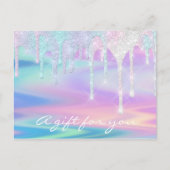 Geschenkgutschein Holograph Unicorn Rosa Meerjungf Postkarte (Vorderseite)