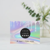 Geschenkgutschein Holographic Unicorn Logo Modern Postkarte (Stehend Vorderseite)