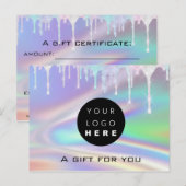 Geschenkgutschein Holographic Unicorn Logo Modern Postkarte (Vorne/Hinten)