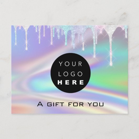Geschenkgutschein Holographic Unicorn Logo Modern Postkarte (Vorderseite)