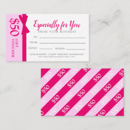 Geschenkgutschein in Höhe von $50 Mitteilungskarte