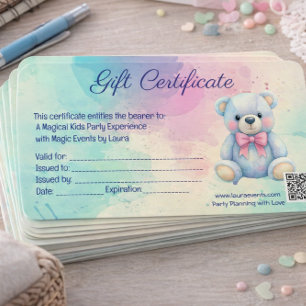 Geschenkgutschein-Karte für Kinderparty mit Pastel