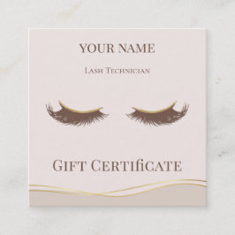 Geschenkgutschein Karte für Luxus-Wimperntechniker