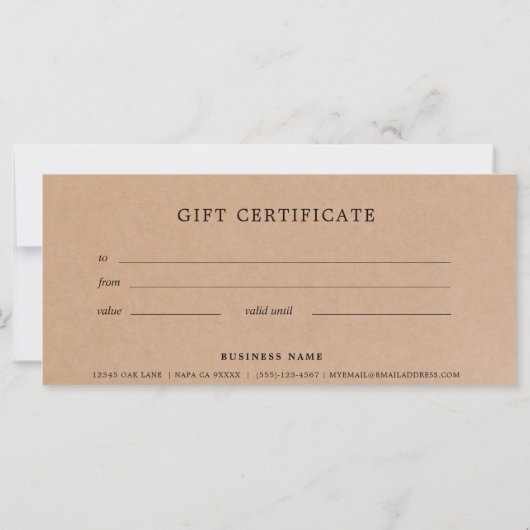 Geschenkgutschein Kraft Papier rustikal (Rückseite)