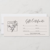 Geschenkgutschein Logo Foto Modernes Off-Weiß (Vorderseite)