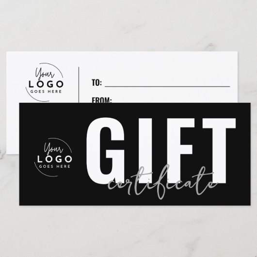 Geschenkgutschein Logo Modern Schwarz Geschäftlich (Vorne/Hinten)