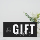Geschenkgutschein Logo Modern Schwarz Geschäftlich (Stehend Vorderseite)