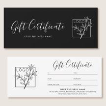 Geschenkgutschein-Logo-Schrift Minimalistisch Schw