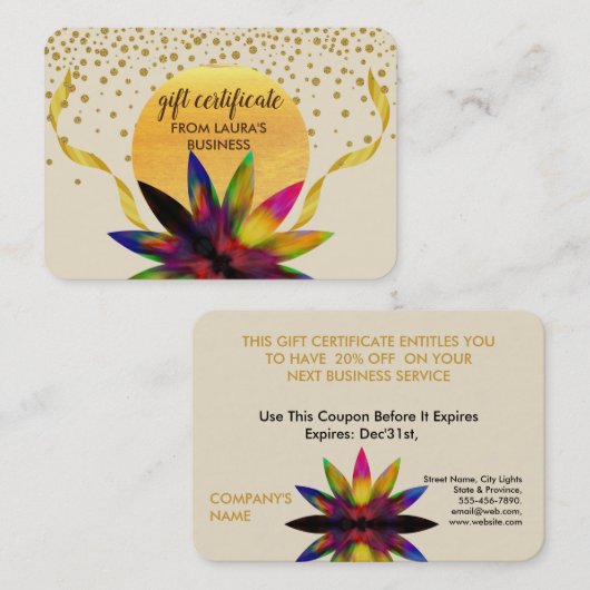Geschenkgutschein Lotus Blume Yoga Heilung Visitenkarte (Vorne/Hinten)