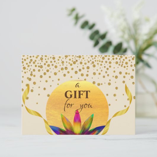 Geschenkgutschein Lotus Blume Yoga Meditation Begleitkarte (Stehend Vorderseite)
