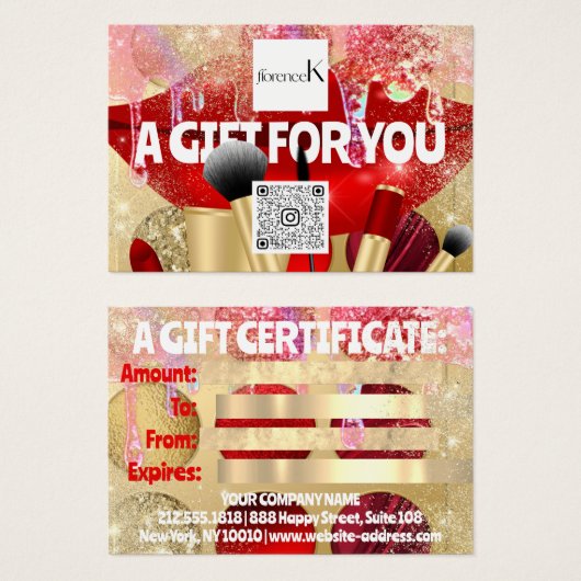 Geschenkgutschein Makeup Artist Logo QR 100 Stücke (Vorne & Hinten)