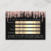 Geschenkgutschein Makeup Eyelash Haar Nägel Schwar Visitenkarte (Rückseite)