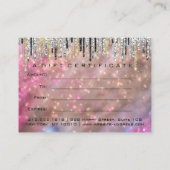 Geschenkgutschein Makeup Haar Nail Holograph Pink Visitenkarte (Rückseite)