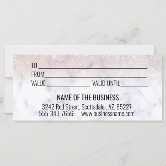 Geschenkgutschein Marmor Rose Gold Scheren Haar (Rückseite)