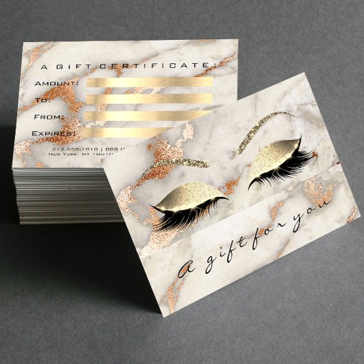 Geschenkgutschein Marmorplatte Kupfer Lashes Koral