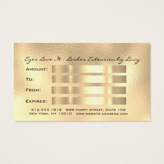 Geschenkgutschein Metallic Gold Lash Lux Makeup (Rückseite)