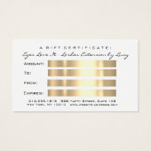 Geschenkgutschein Metallic Gold Lash White Makeup (Rückseite)