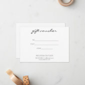 Geschenkgutschein Minimalistisch Mitteilungskarte (Vorderseite/Rückseite Beispiel)