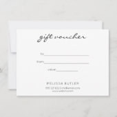 Geschenkgutschein Minimalistisch Mitteilungskarte (Vorderseite)